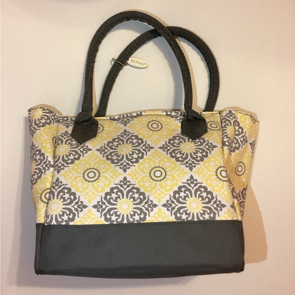 4/$15 🌻 Fit & Fresh Grey & Yellow Patterned Insulated Lunch Bag - Picture 3 of 7
